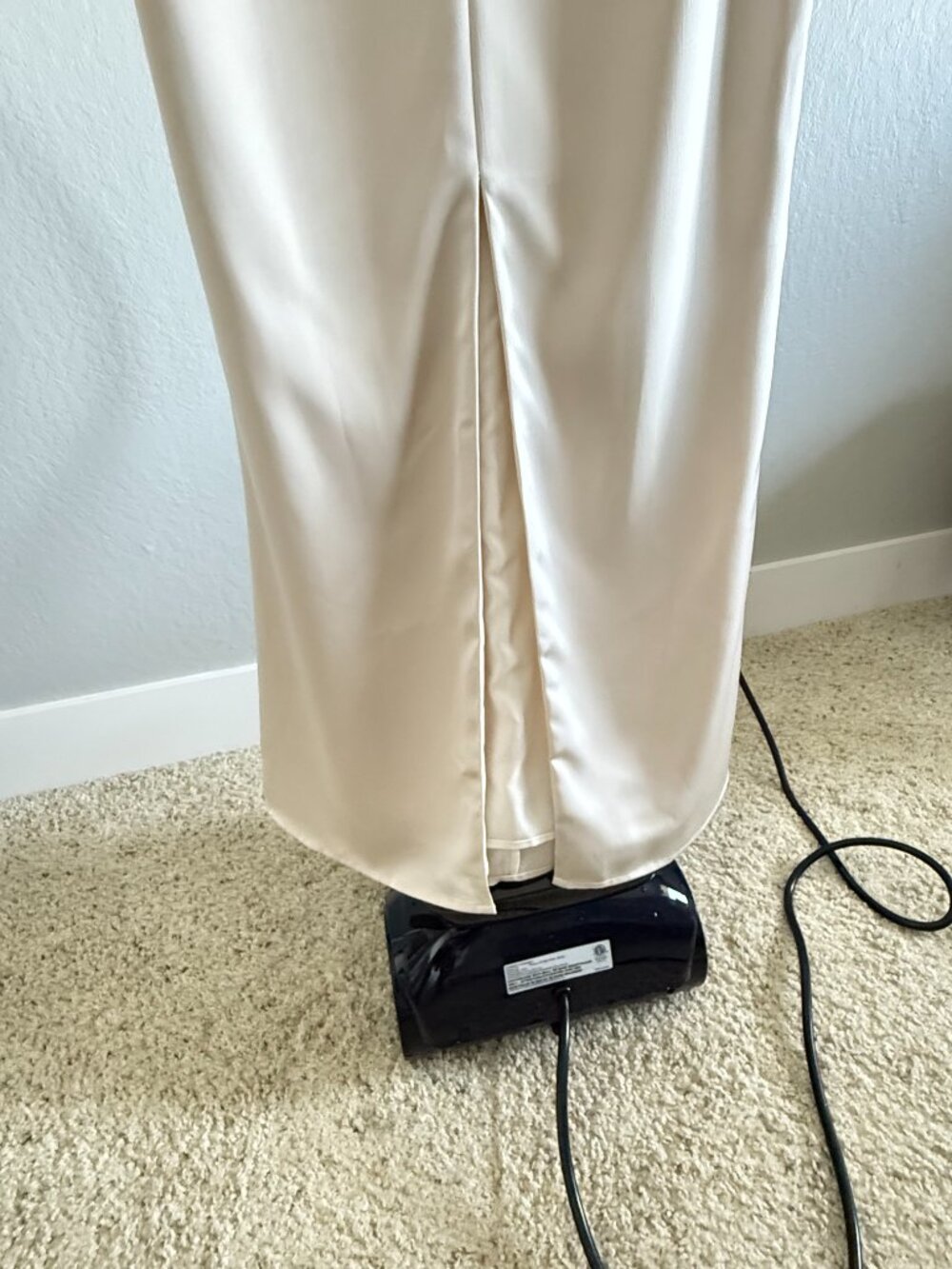 VICI Ivory Satin Maxi Dress | Size Small | Elegant Deep V Gown - Picture 3 of 10